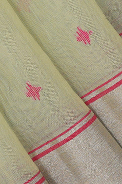 Collection of Chanderi Cotton Silk Pista Green Saree in a gallery layout