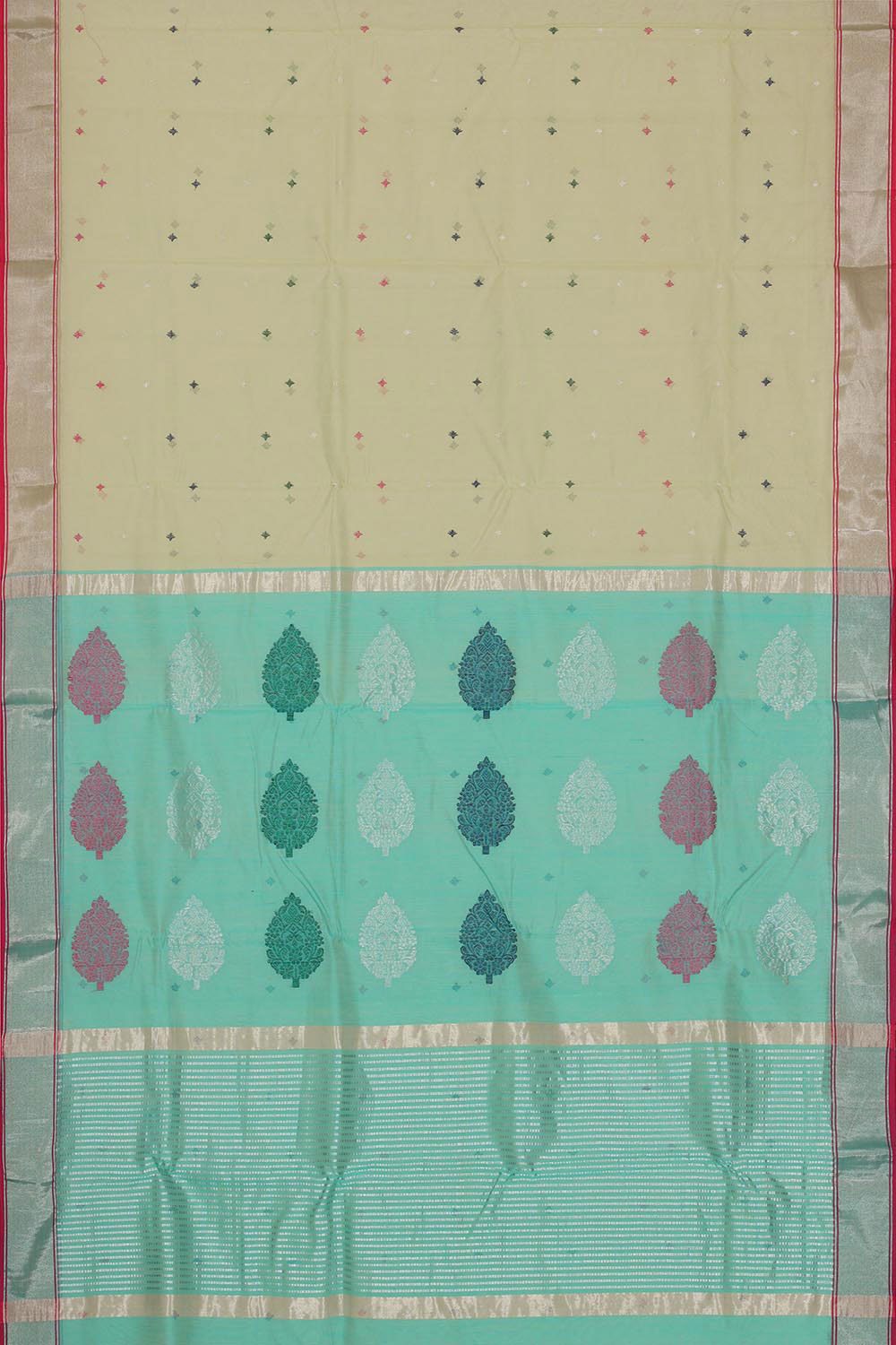 Collection of Chanderi Cotton Silk Pista Green Saree in a gallery layout