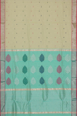 Collection of Chanderi Cotton Silk Pista Green Saree in a gallery layout