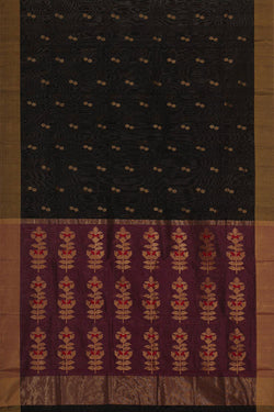 Image of Chanderi Cotton Silk Black Saree