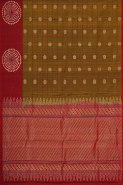 Collection of Kanchipattu Olive Green Brocade Saree in a gallery layout