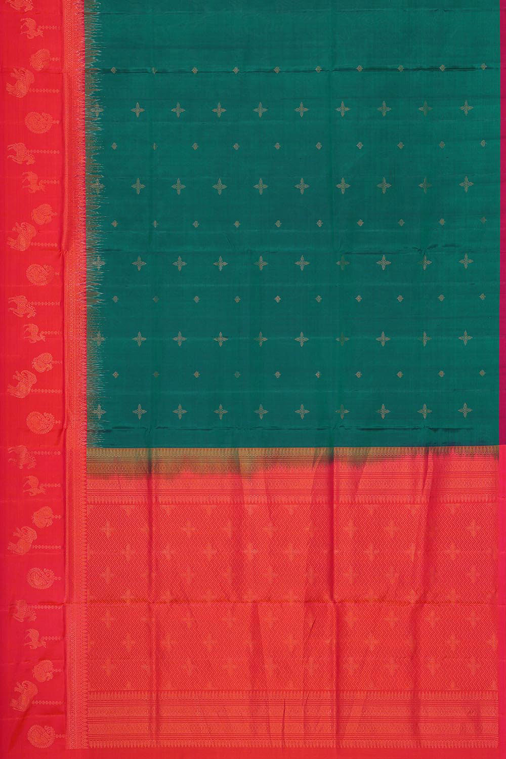 Collection of Peacock Green Soft Silk Saree in a gallery layout