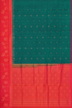 Collection of Peacock Green Soft Silk Saree in a gallery layout