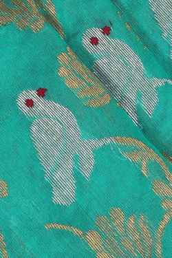 Image of Chanderi Cotton Silk Sea Green Saree