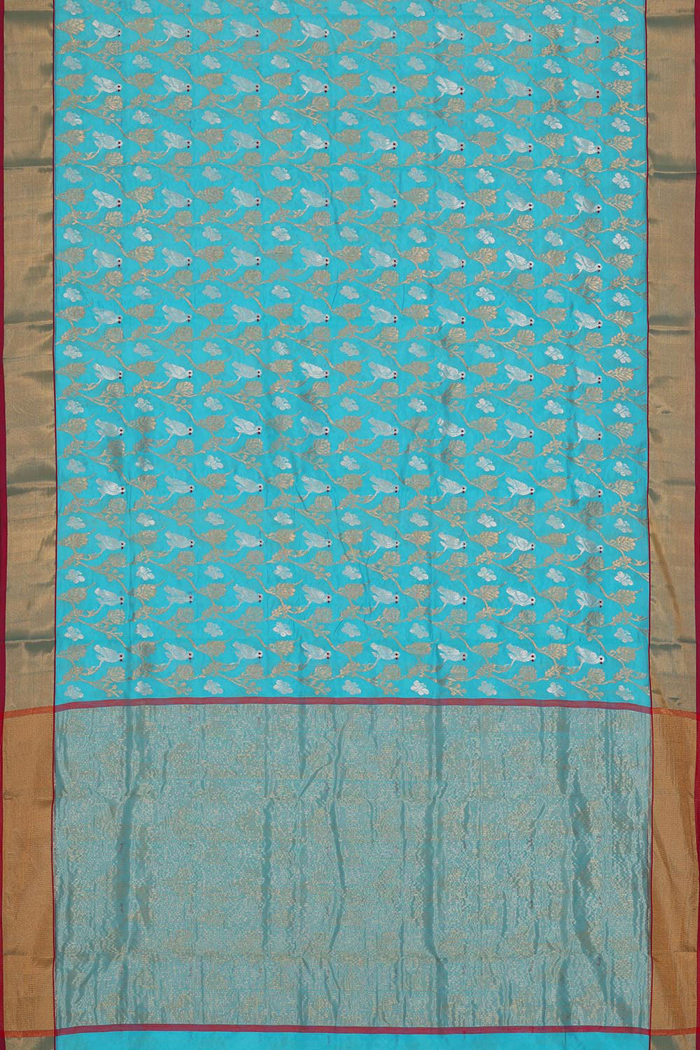 Collection of Chanderi Cotton Silk Bright Blue Saree in a gallery layout