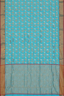 Collection of Chanderi Cotton Silk Bright Blue Saree in a gallery layout