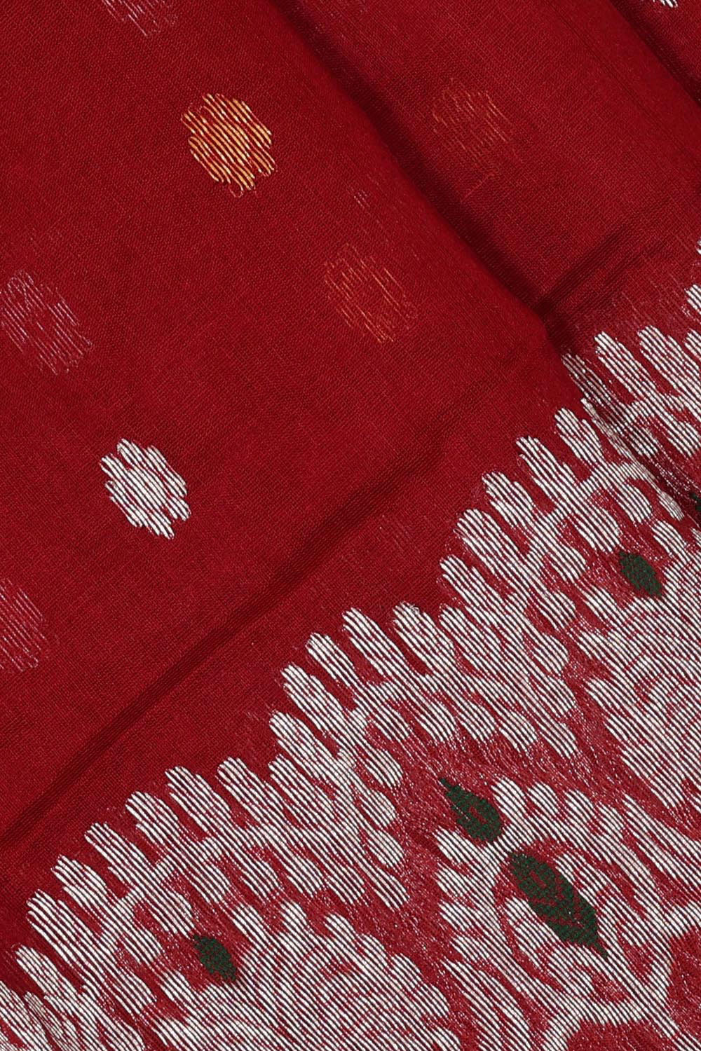 Collection of Chanderi Cotton Silk Dark Red Saree in a gallery layout