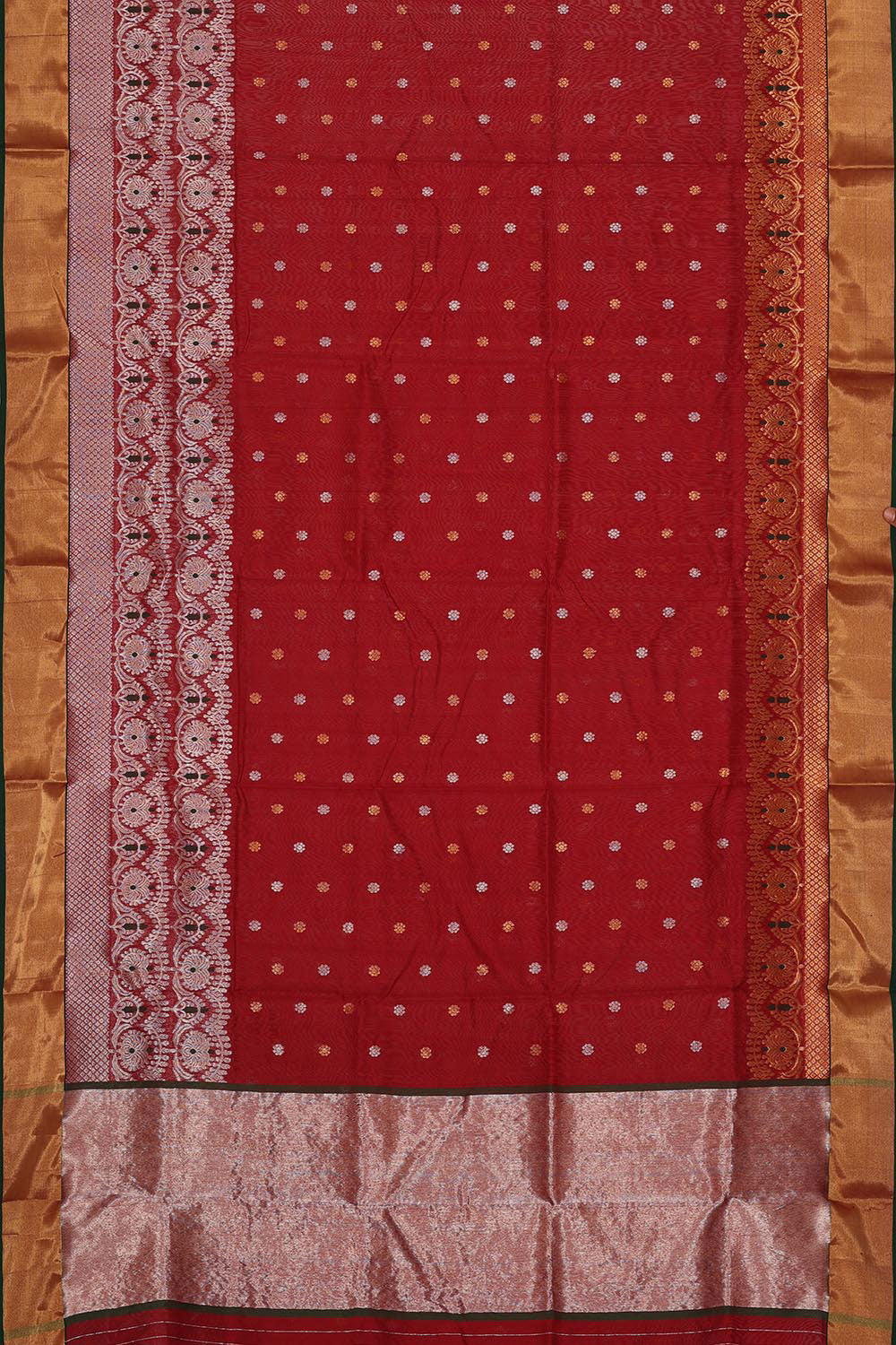 Collection of Chanderi Cotton Silk Dark Red Saree in a gallery layout