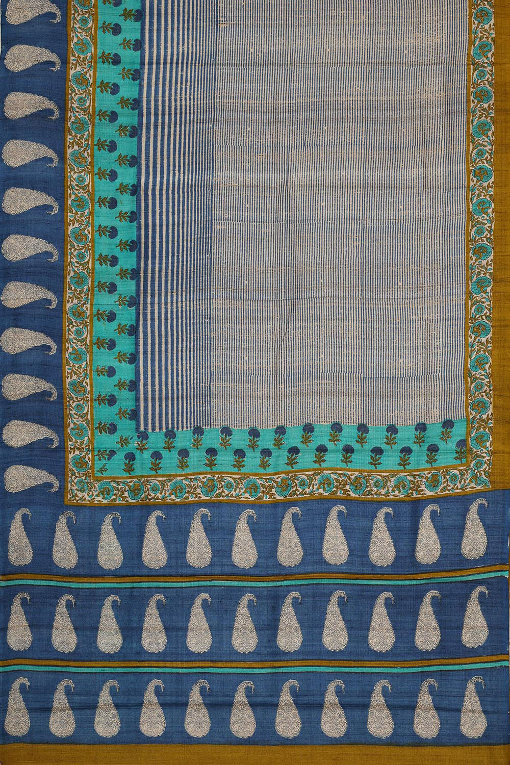 Image of Tussar Silk Dark Blue Saree