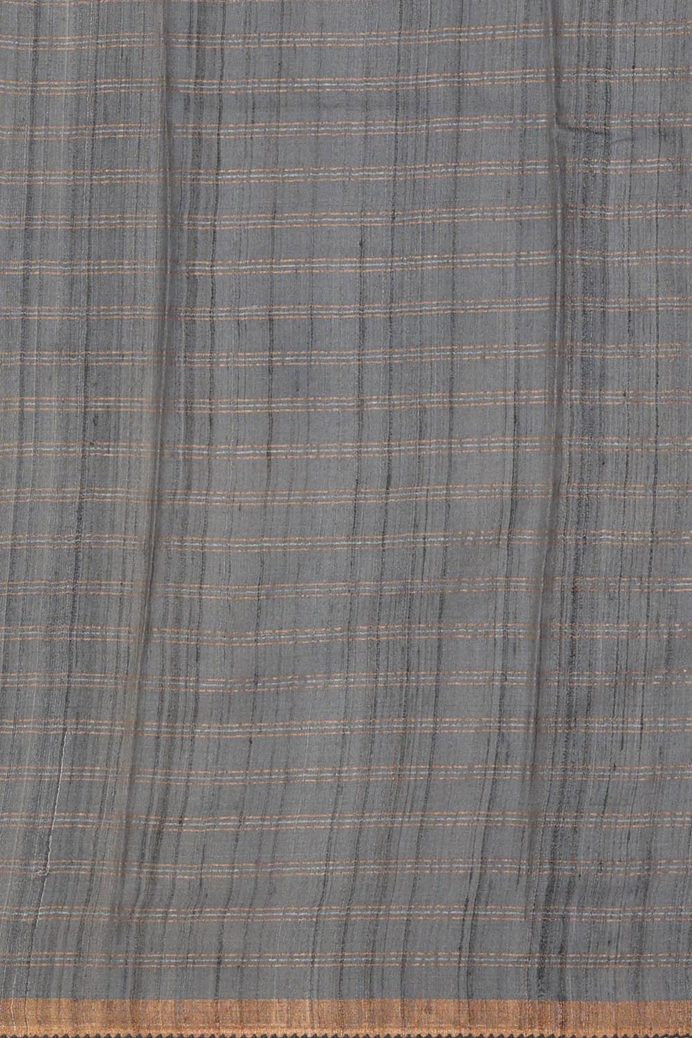 Image of Dark Red Tussar Silk Saree