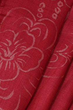 Image of Tussar Silk Dark Red Saree