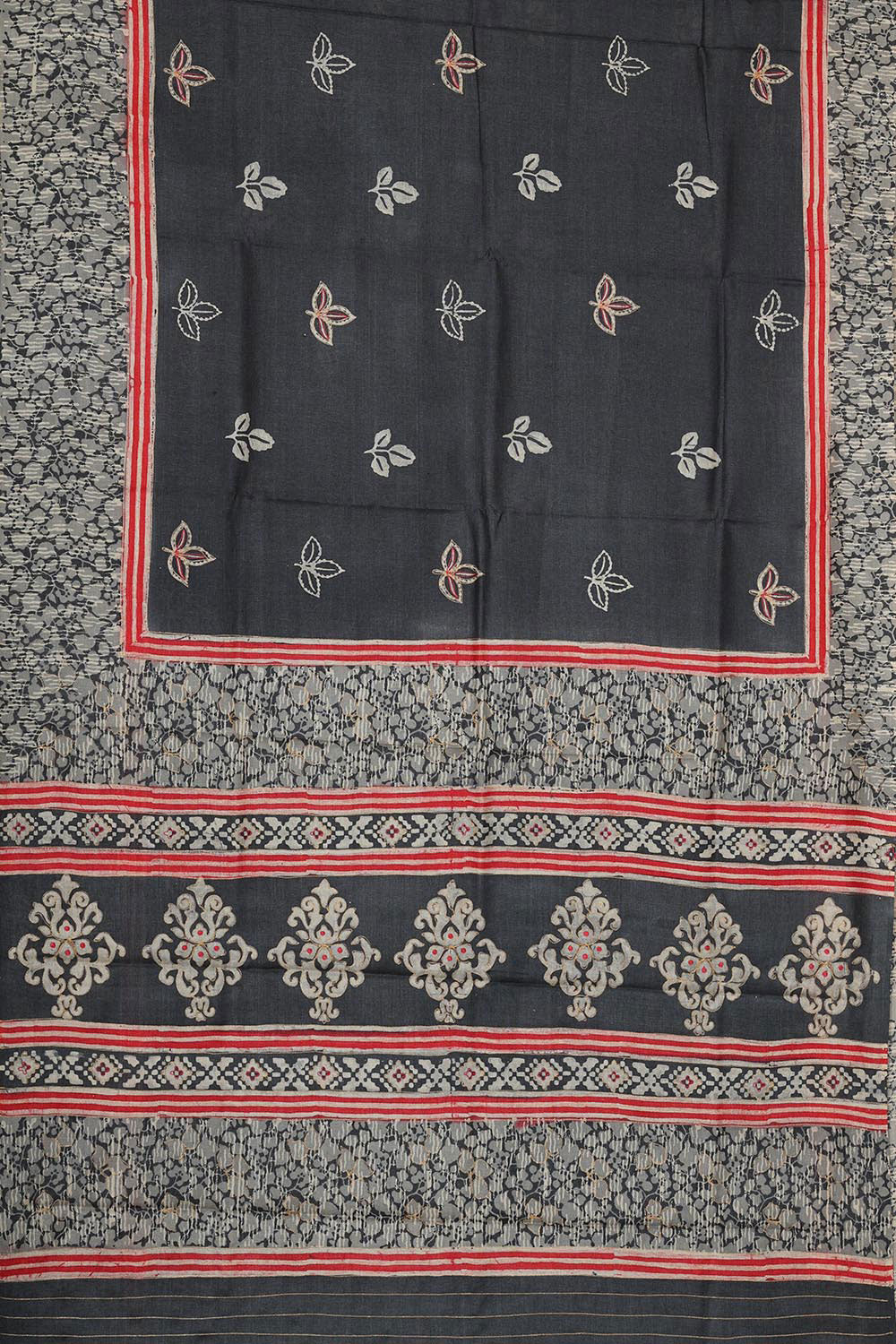 Tussar Silk Black Colour Saree