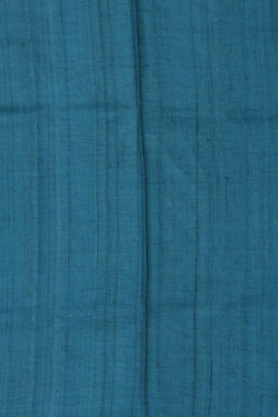 Image of Embroidered Tussar Silk Teal Blue Saree