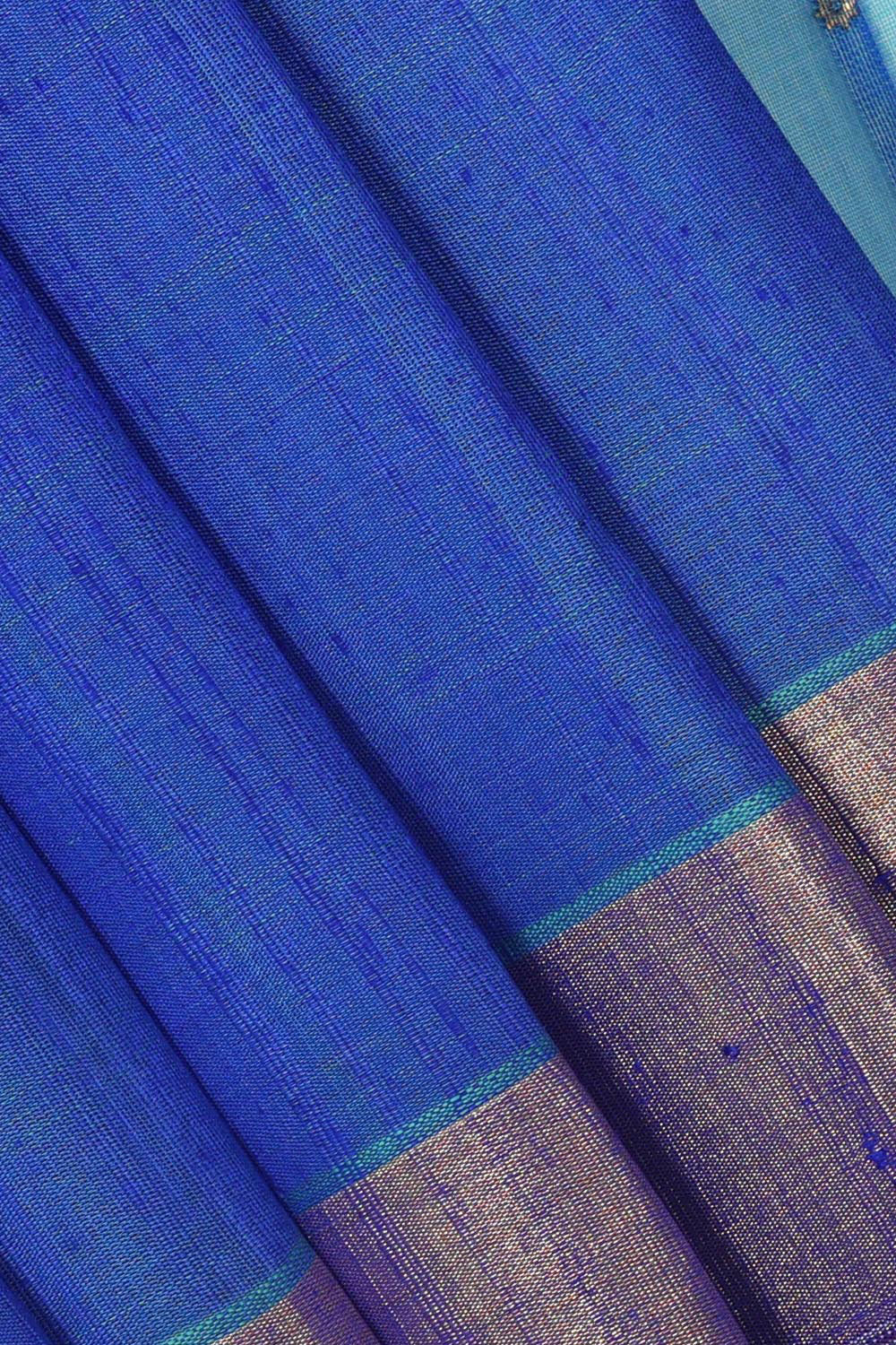 Collection of Bailu Jute Silk Dark Blue Saree in a gallery layout