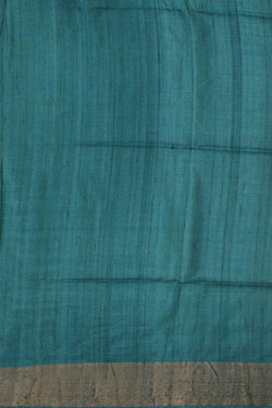 Image of Tussar Jute Silk Teal Blue Saree