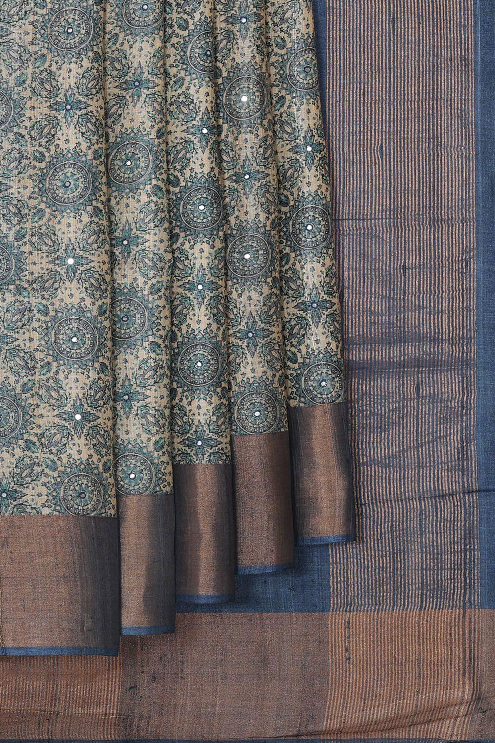 Tussar Jute Silk Cream Saree