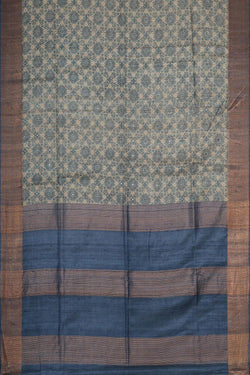 Image of Tussar Jute Silk Cream Saree