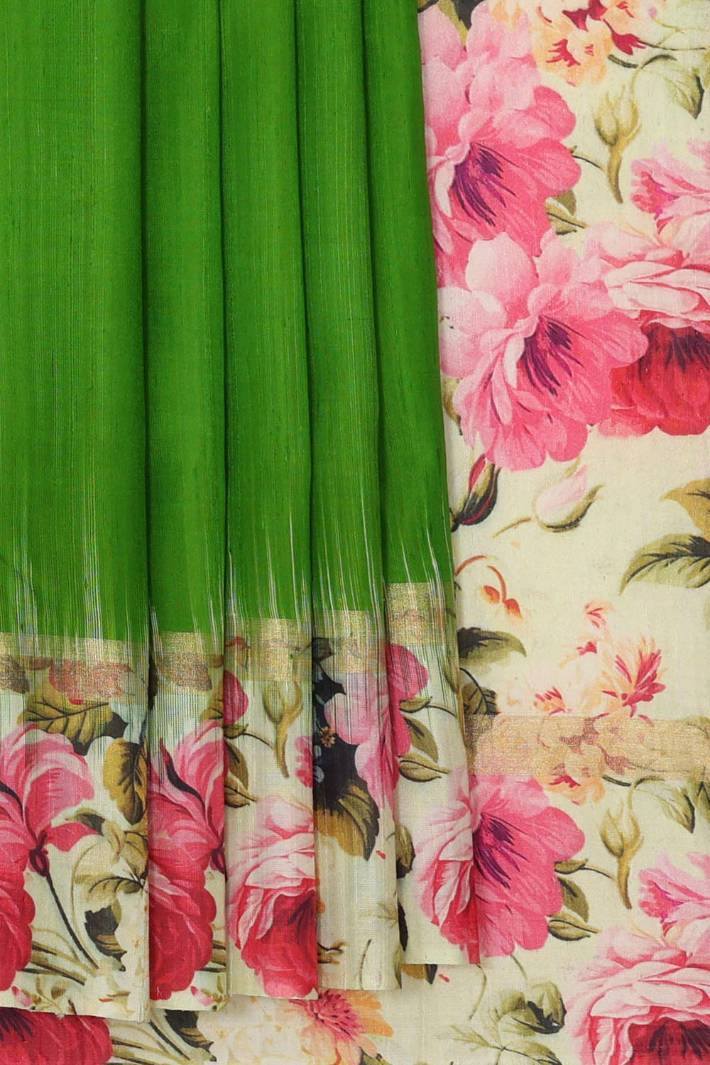 Collection of Jute Silk Leaf Green Saree in a gallery layout