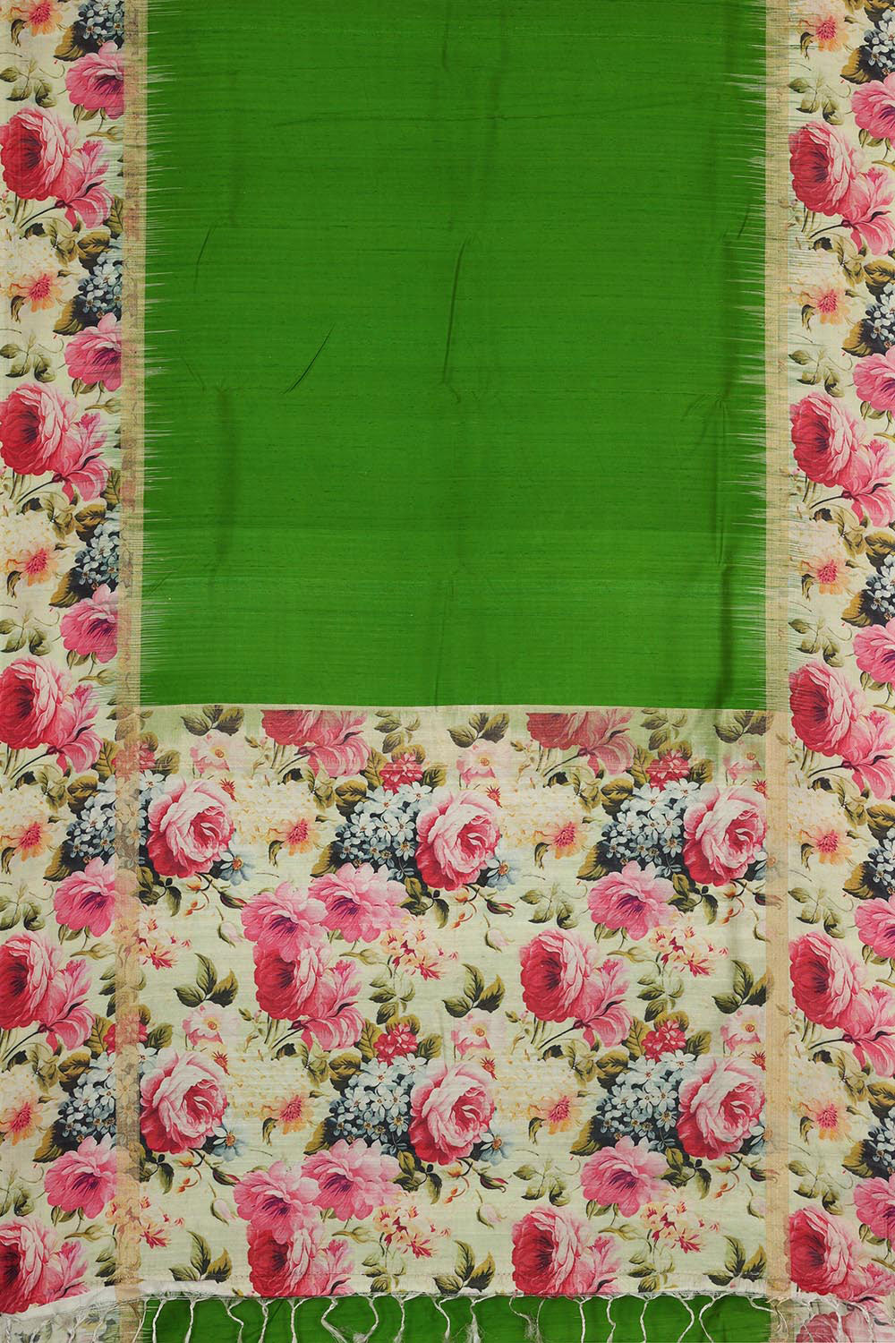 Image of Jute Silk Leaf Green Saree