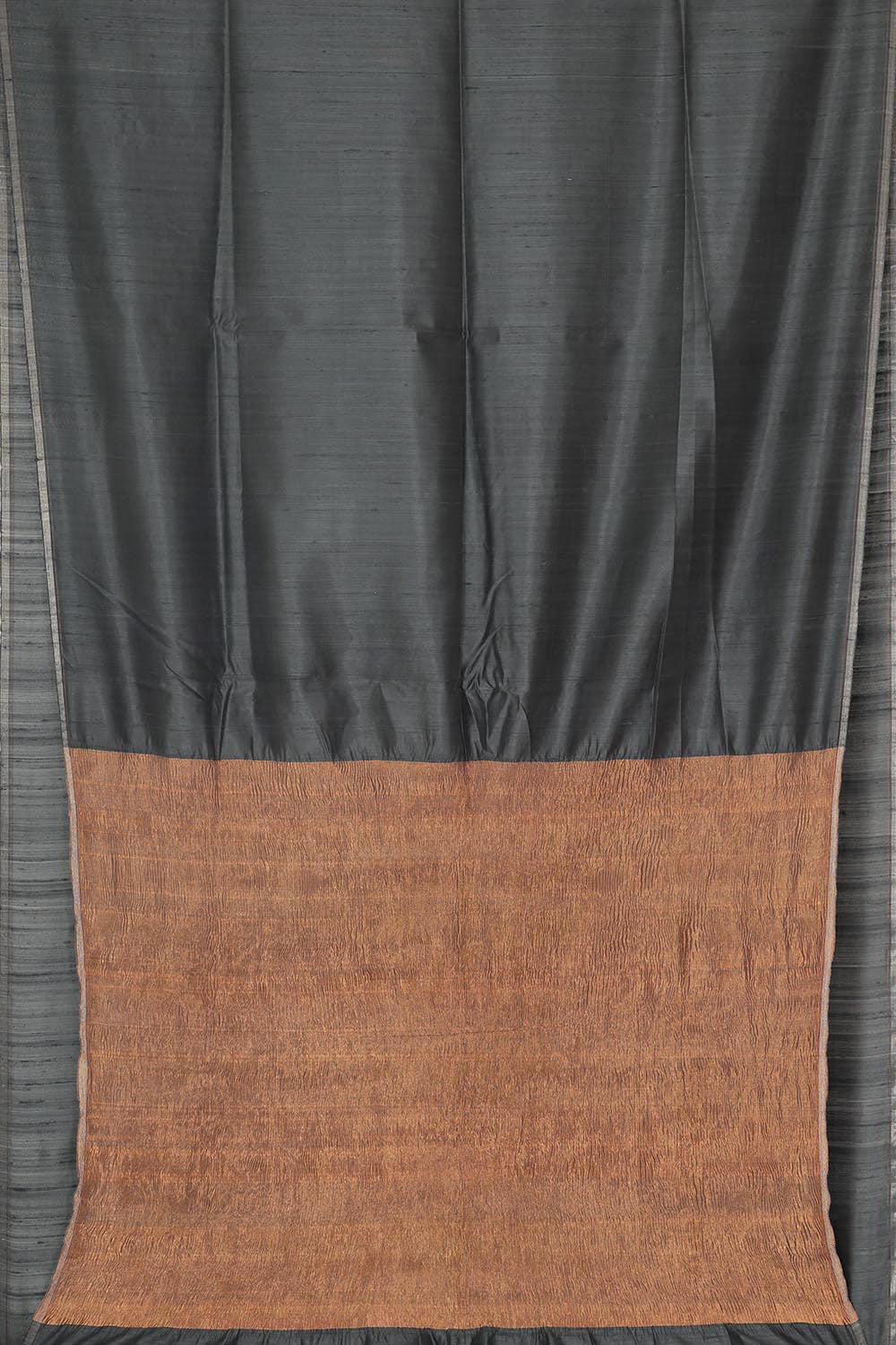 Tussar Jute Silk Charcoal Grey Saree