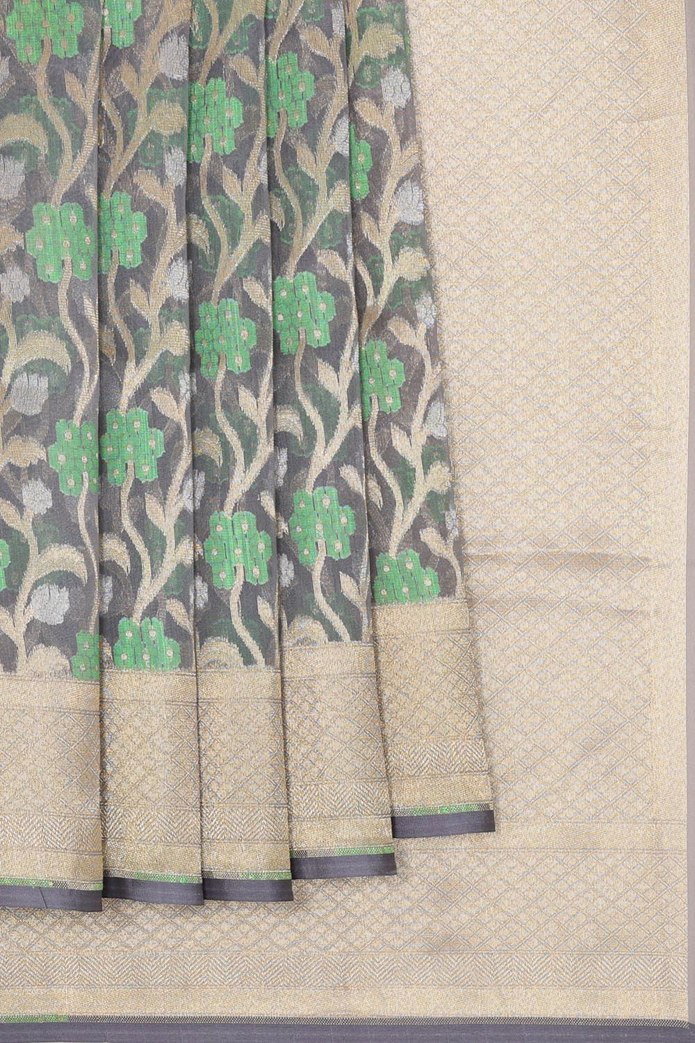 Collection of Banarasi Kora Grey Saree in a gallery layout