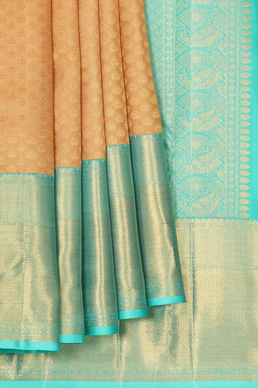 Kanchipattu Dark Cream Brocade Saree