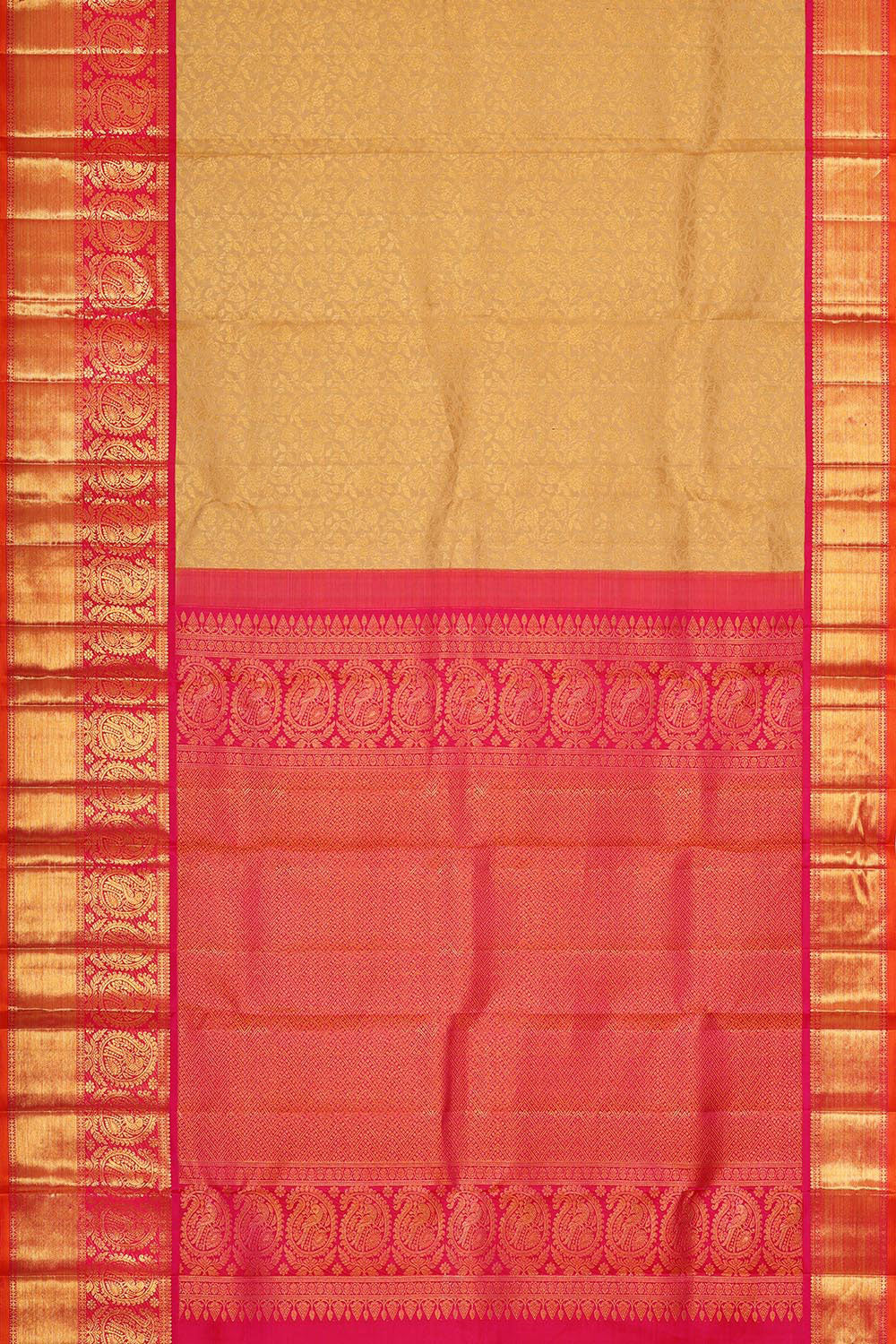 Kanchipattu Creamy Gold Brocade Saree