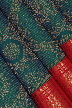 Image of Kanchipattu Peacock Green Brocade Saree