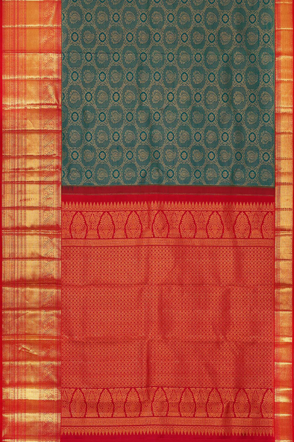 Kanchipattu Peacock Green Brocade Saree