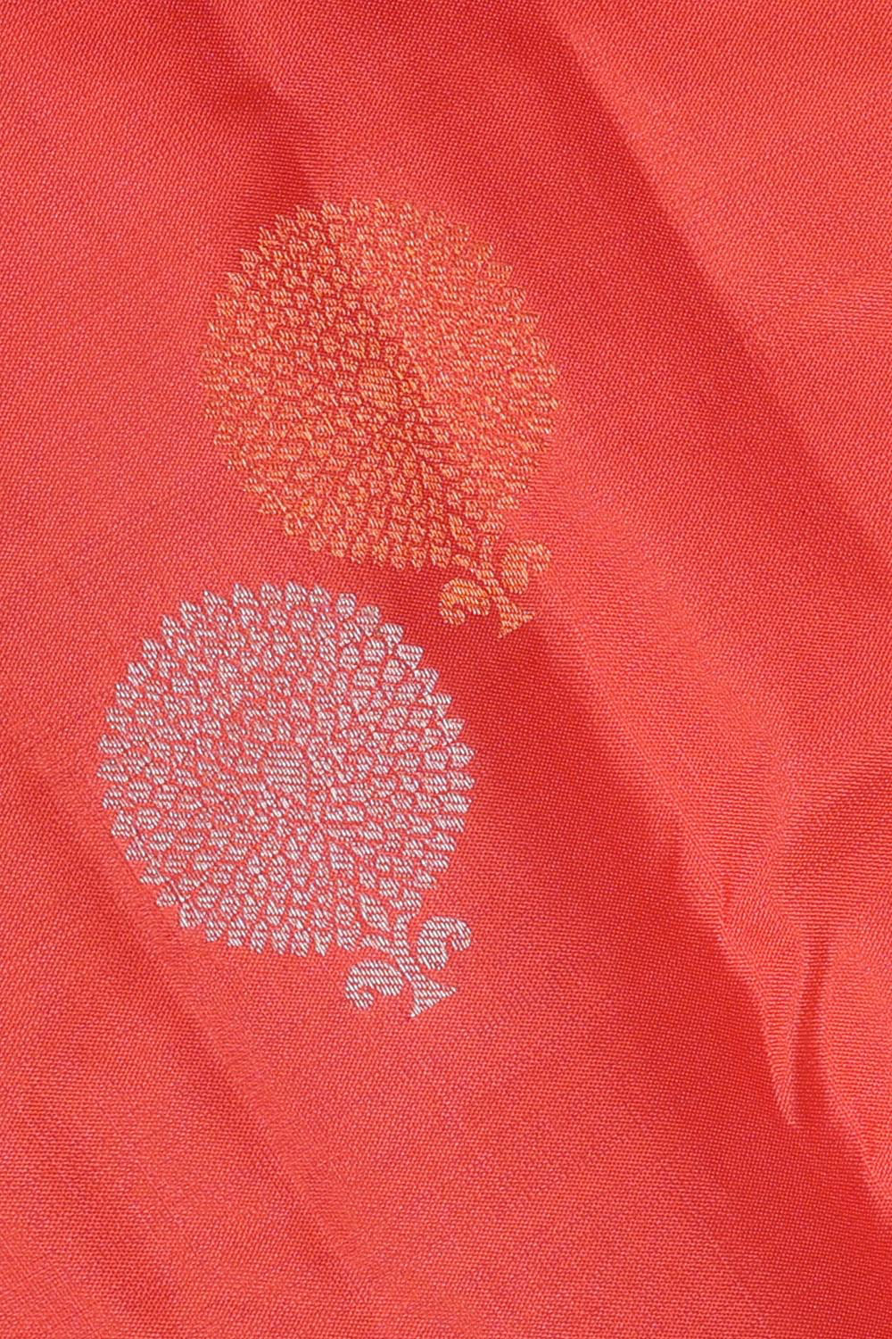 Kanchipattu Bright Peach Brocade Saree