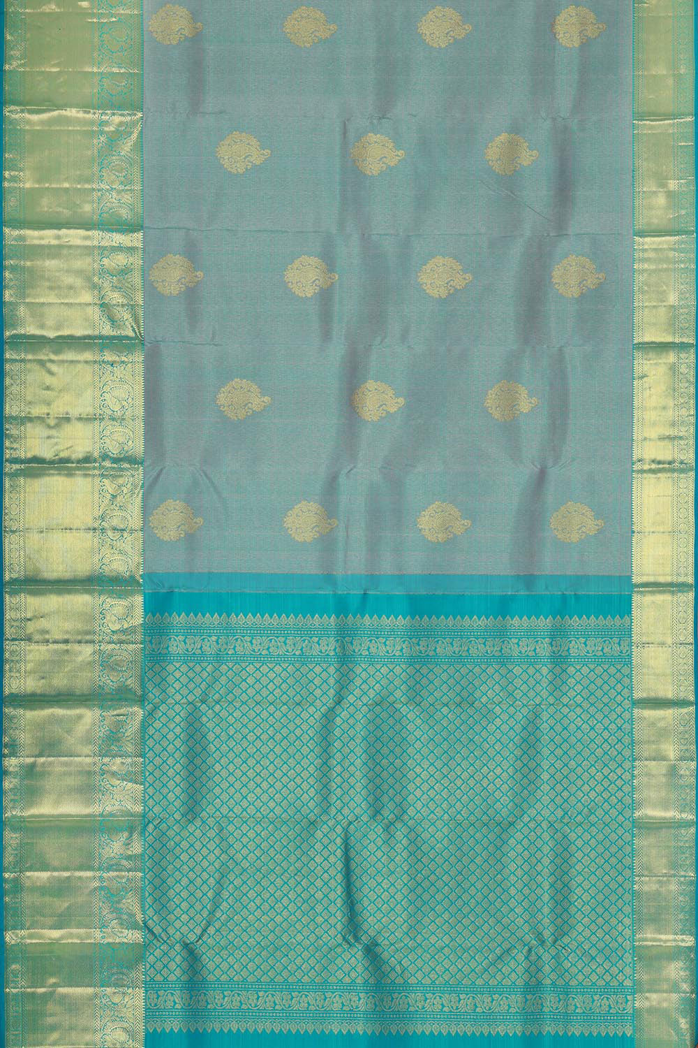 Kanchipattu Bluish Grey Brocade Saree