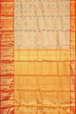 Image of Kanchipattu Gold Colour Tissue Brocade Saree