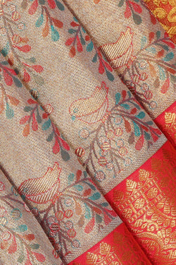 Image of Kanchipattu Gold Colour Tissue Brocade Saree