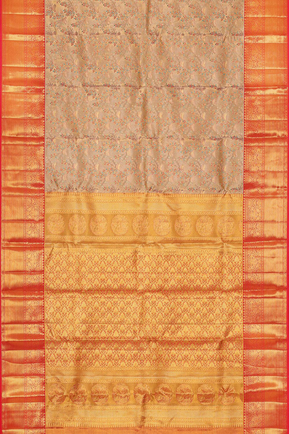 Kanchipattu Gold Colour Tissue Brocade Saree