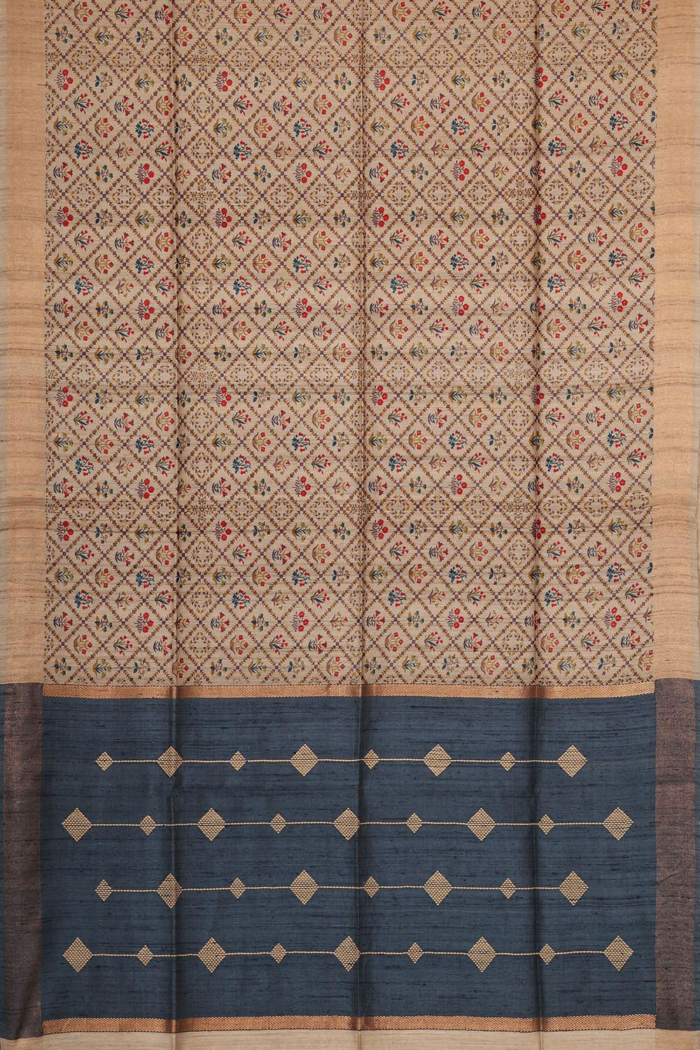 Tussar Silk Cream Colour Saree