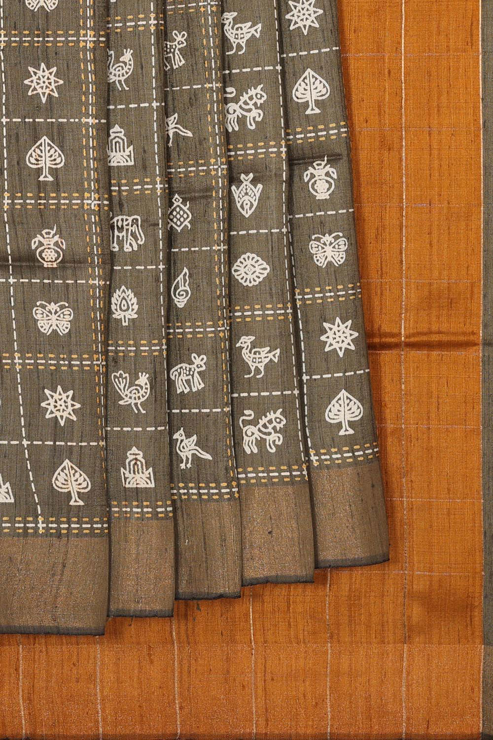 Tussar Jute Silk Grey Saree