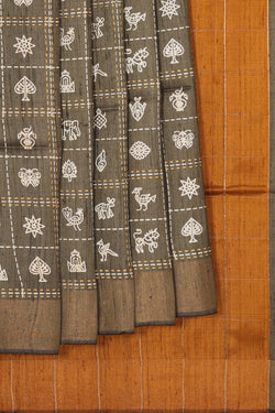 Image of Tussar Jute Silk Grey Saree