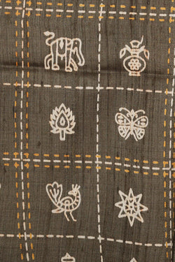 Image of Tussar Jute Silk Grey Saree