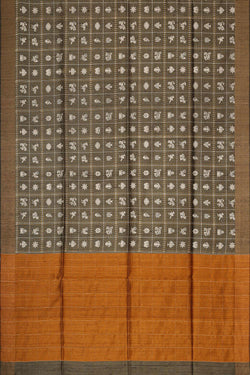 Image of Tussar Jute Silk Grey Saree