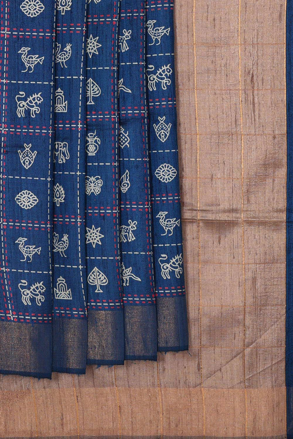 Tussar Jute Silk Dark Blue Saree