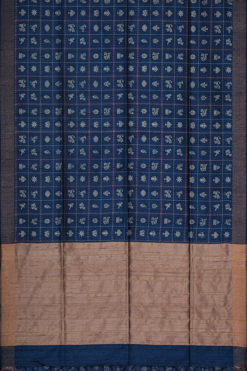 Tussar Jute Silk Dark Blue Saree