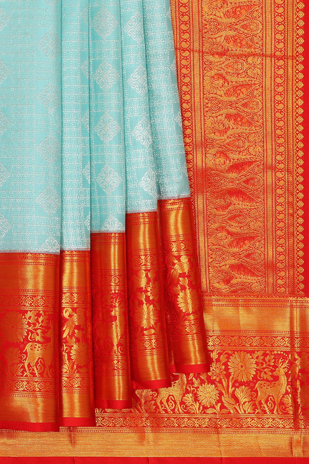 Kanchipattu Sky Blue Colour Brocade Saree