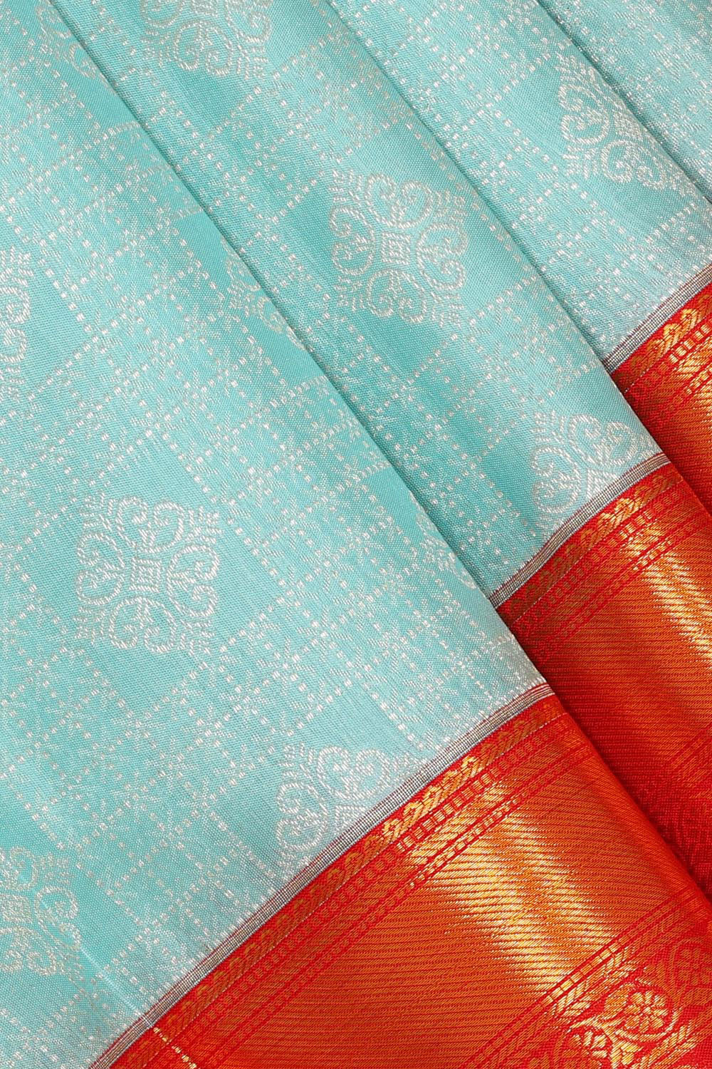 Kanchipattu Sky Blue Colour Brocade Saree