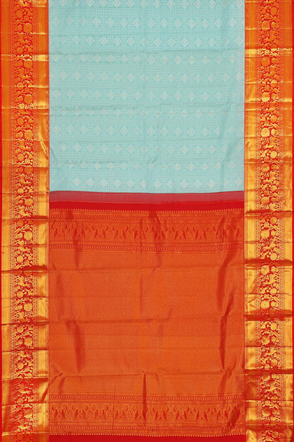 Kanchipattu Sky Blue Colour Brocade Saree