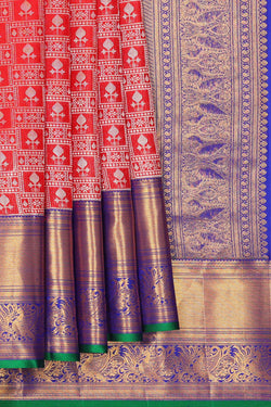 Image of Kanchipattu Red Colour Brocade Saree