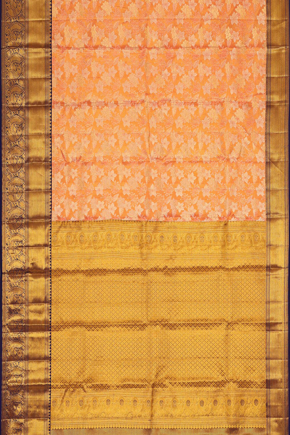 Kanchipattu Orange Colour Tissue Brocade Saree