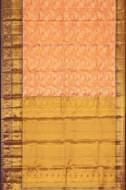 Image of Kanchipattu Orange Colour Tissue Brocade Saree