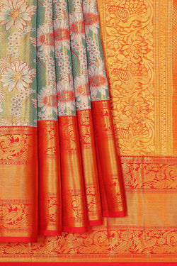 Image of Kanchipattu Sea Green Tissue Brocade Saree