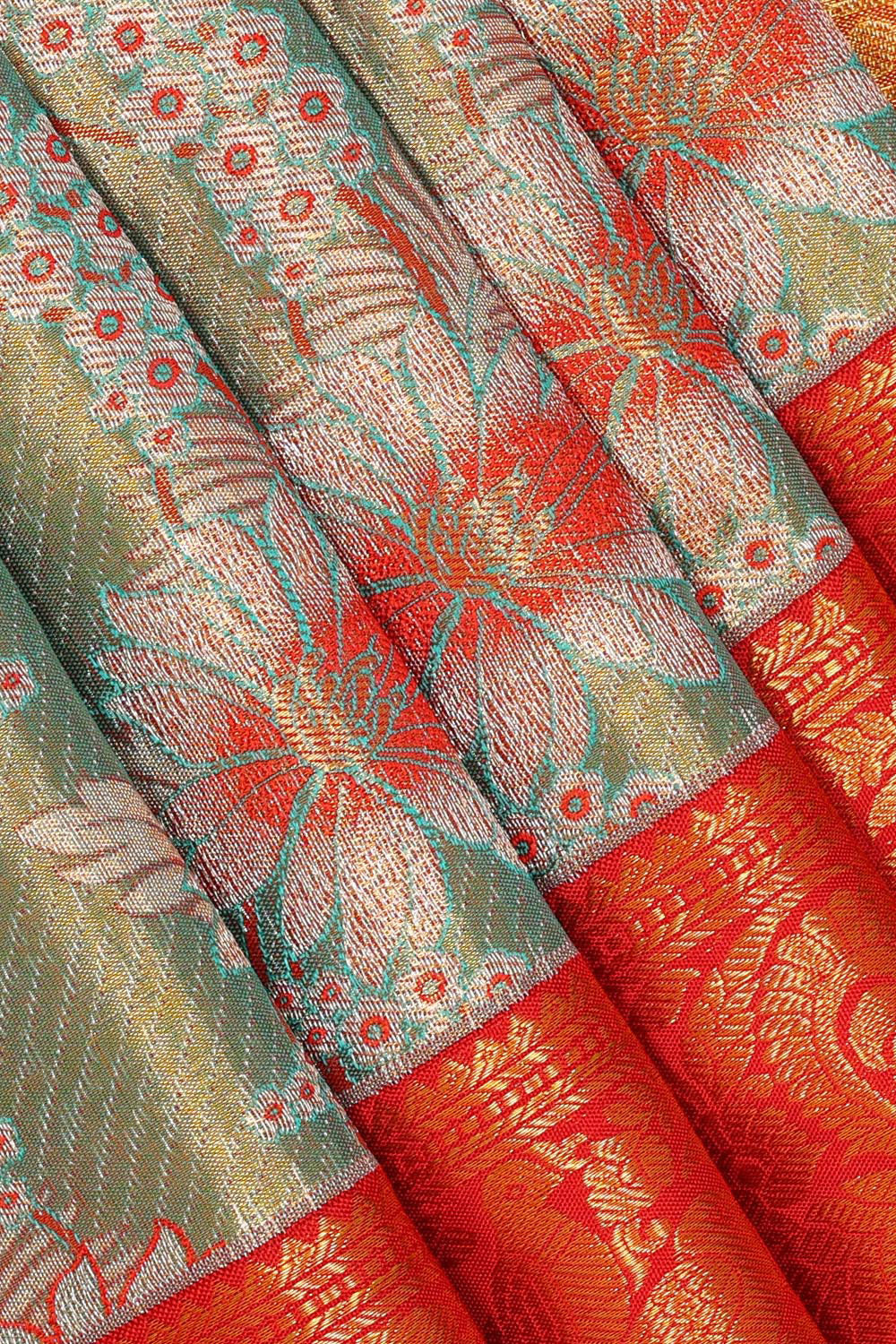 Kanchipattu Sea Green Tissue Brocade Saree