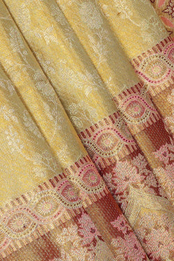 Image of Kanchipattu Light Golden Green Brocade Saree